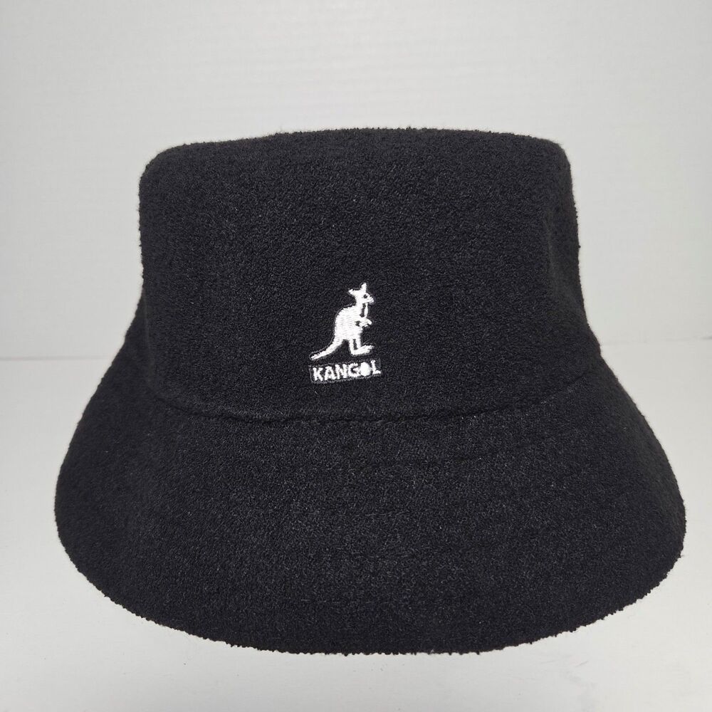 Kangol Bermuda Bucket Hat Black L Terry Cloth Hip Hop Streetwear Y2K Festival